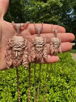 MOISSANITE Jesus Piece Iced Pendant Necklace - 14k Rose Gold Vermeil Real 925 Sterling Silver -Sandblasted Matte Finish 35 MOISSANITE Jesus Piece Iced Pendant Necklace - 14k Rose Gold Vermeil Real 925 Sterling Silver -Sandblasted Matte Finish -Harlem Bling Shop harlembling moissanite jesus piece iced pendant necklace 14k rose gold vermeil real 925 sterling silver sandblasted matte finish 20913.1685655621