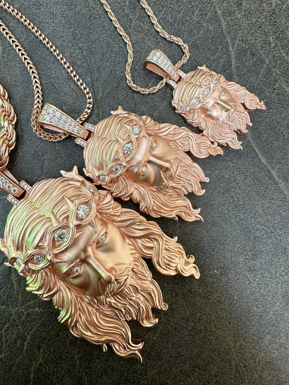 MOISSANITE Jesus Piece Iced Pendant Necklace - 14k Rose Gold Vermeil Real 925 Sterling Silver -Sandblasted Matte Finish 10 MOISSANITE Jesus Piece Iced Pendant Necklace - 14k Rose Gold Vermeil Real 925 Sterling Silver -Sandblasted Matte Finish - Image 8