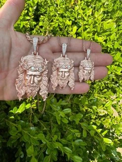 MOISSANITE Jesus Piece Iced Pendant Necklace - 14k Rose Gold Vermeil Real 925 Sterling Silver -Sandblasted Matte Finish 32 MOISSANITE Jesus Piece Iced Pendant Necklace - 14k Rose Gold Vermeil Real 925 Sterling Silver -Sandblasted Matte Finish -Harlem Bling Shop harlembling moissanite jesus piece iced pendant necklace 14k rose gold vermeil real 925 sterling silver sandblasted matte finish 61933.1685655760