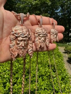 MOISSANITE Jesus Piece Iced Pendant Necklace - 14k Rose Gold Vermeil Real 925 Sterling Silver -Sandblasted Matte Finish 41 MOISSANITE Jesus Piece Iced Pendant Necklace - 14k Rose Gold Vermeil Real 925 Sterling Silver -Sandblasted Matte Finish -Harlem Bling Shop harlembling moissanite jesus piece iced pendant necklace 14k rose gold vermeil real 925 sterling silver sandblasted matte finish 73727.1685655557
