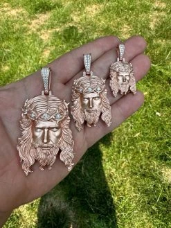 MOISSANITE Jesus Piece Iced Pendant Necklace - 14k Rose Gold Vermeil Real 925 Sterling Silver -Sandblasted Matte Finish 37 MOISSANITE Jesus Piece Iced Pendant Necklace - 14k Rose Gold Vermeil Real 925 Sterling Silver -Sandblasted Matte Finish -Harlem Bling Shop harlembling moissanite jesus piece iced pendant necklace 14k rose gold vermeil real 925 sterling silver sandblasted matte finish 89477.1685655713