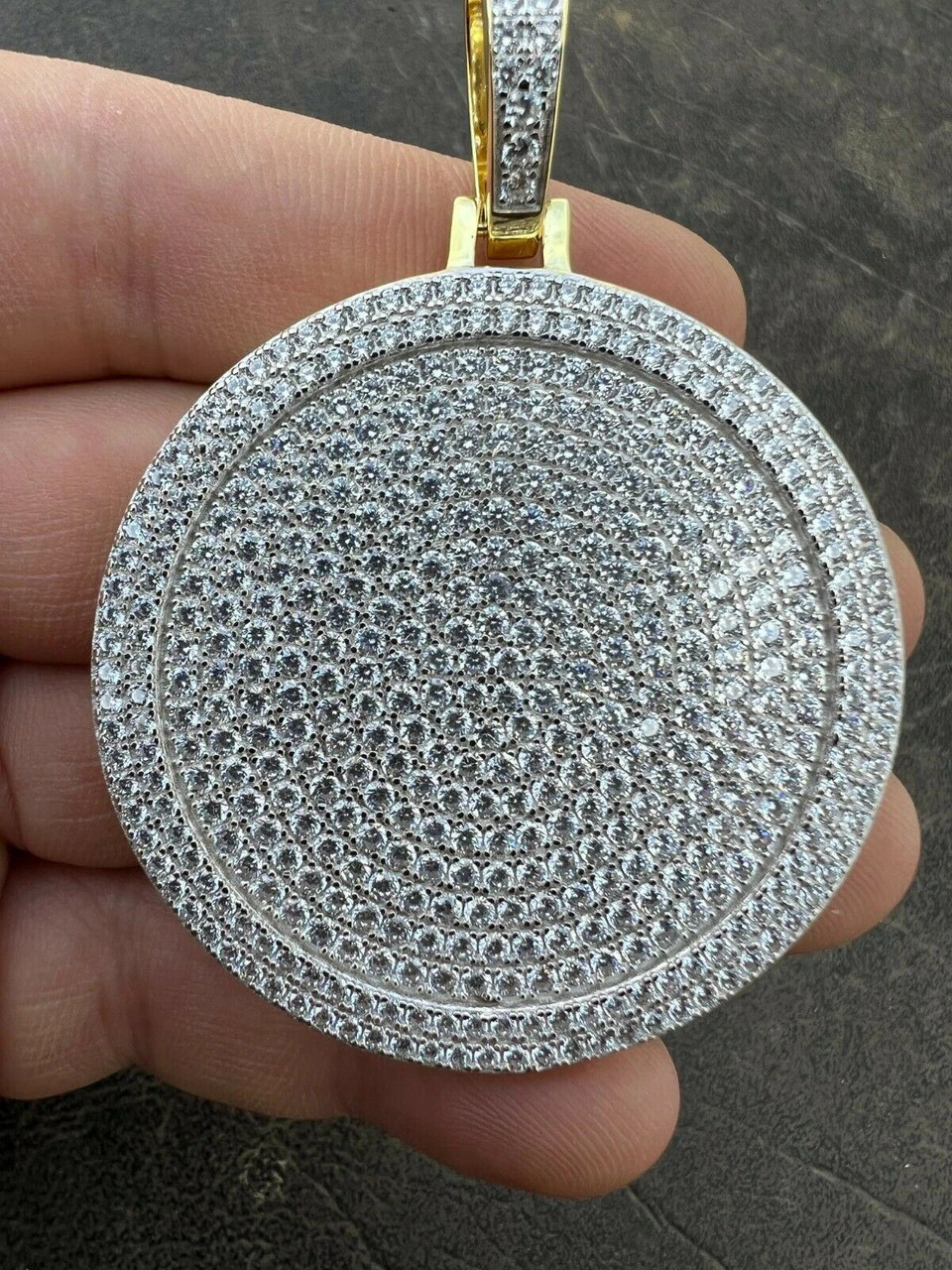 MOISSANITE Large Bling Out Iced Round Hip Hop Pendant Necklace Pass Diamond Test 12 MOISSANITE Large Bling Out Iced Round Hip Hop Pendant Necklace Pass Diamond Test - Image 10