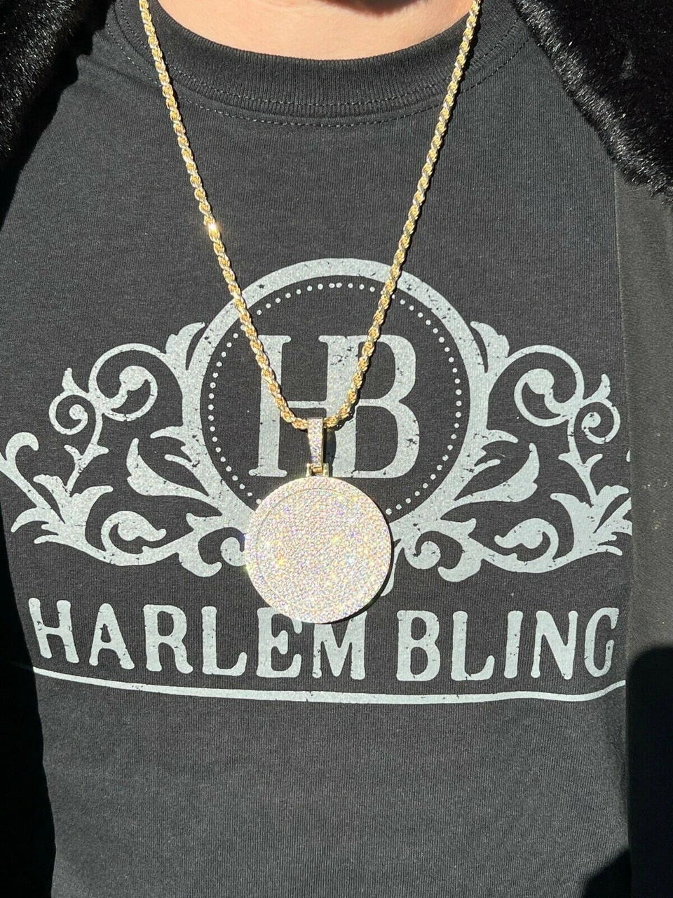 MOISSANITE Large Bling Out Iced Round Hip Hop Pendant Necklace Pass Diamond Test 5 MOISSANITE Large Bling Out Iced Round Hip Hop Pendant Necklace Pass Diamond Test - Image 3