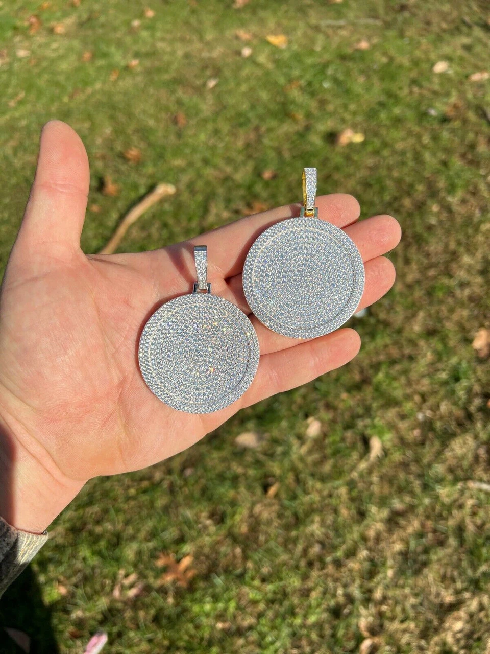 MOISSANITE Large Bling Out Iced Round Hip Hop Pendant Necklace Pass Diamond Test 8 MOISSANITE Large Bling Out Iced Round Hip Hop Pendant Necklace Pass Diamond Test - Image 6