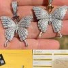 MOISSANITE Large Hip Hop Butterfly Iced Real 925 Silver / Gold Plated Necklace 1 MOISSANITE Large Hip Hop Butterfly Iced Real 925 Silver / Gold Plated Necklace -Harlem Bling Shop harlembling moissanite large hip hop butterfly iced real 925 silver gold plated necklace 29355.1664300219