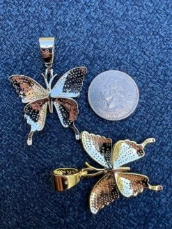 MOISSANITE Large Hip Hop Butterfly Iced Real 925 Silver / Gold Plated Necklace -Harlem Bling Shop harlembling moissanite large hip hop butterfly iced real 925 silver gold plated necklace 36306.1664301020