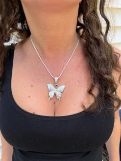 MOISSANITE Large Hip Hop Butterfly Iced Real 925 Silver / Gold Plated Necklace -Harlem Bling Shop harlembling moissanite large hip hop butterfly iced real 925 silver gold plated necklace 93627.1664300807