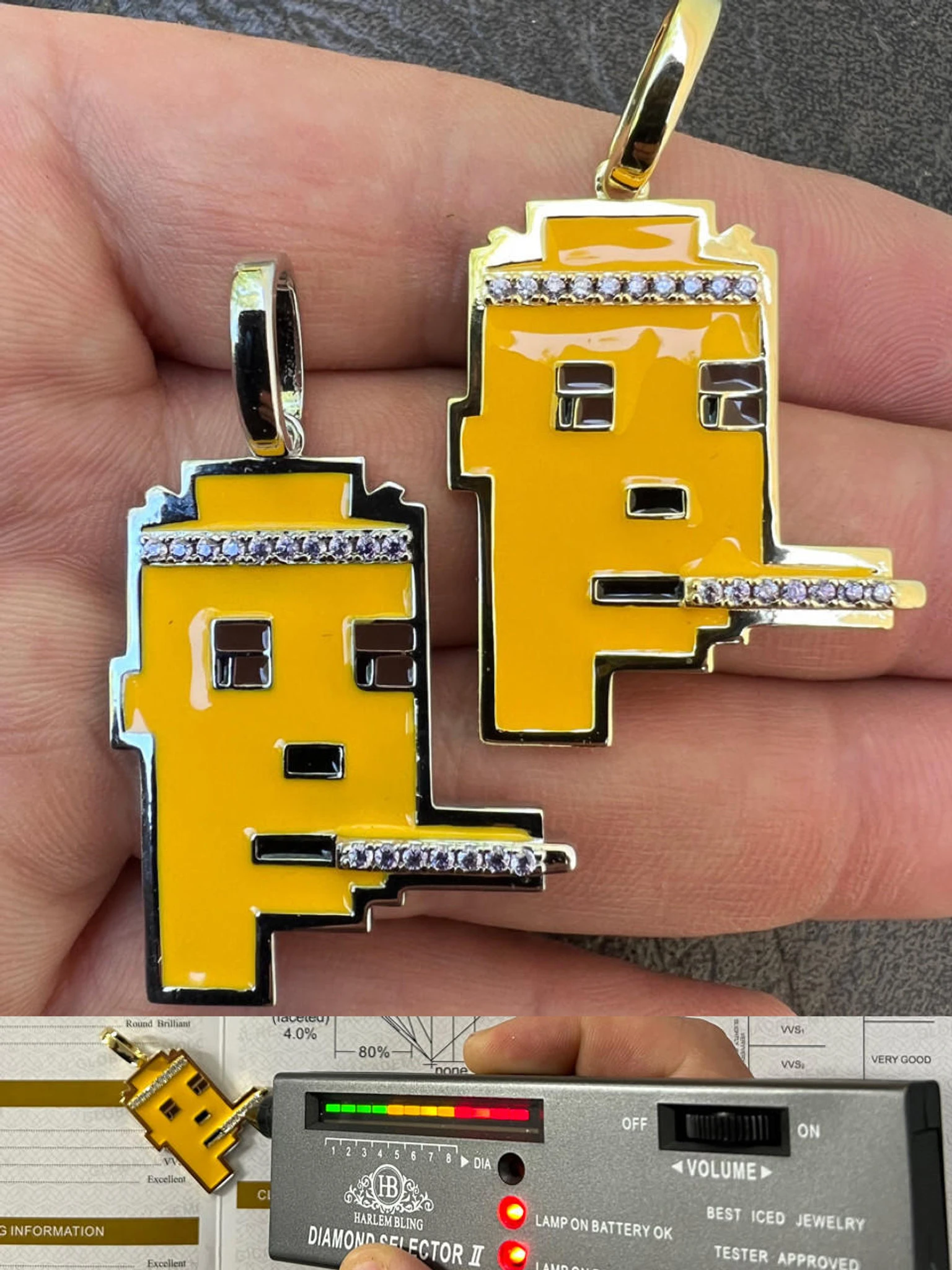 MOISSANITE Limited Edition - Cryptopunk NFT #4 Guy Smoking Blunt Iced Pendant Necklace Solid 925 Silver / 14k Gold 3 MOISSANITE Limited Edition - Cryptopunk NFT #4 Guy Smoking Blunt Iced Pendant Necklace Solid 925 Silver / 14k Gold