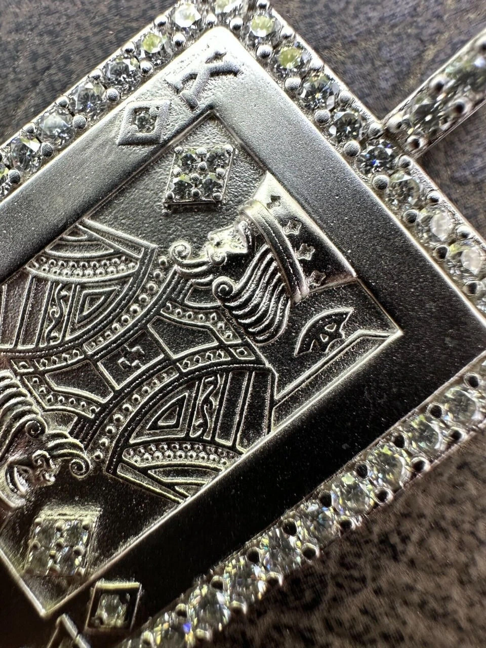 Moissanite Lucky King Of Diamonds 925 Silver/Gold Plated Iced Poker Card Pendant 9 Moissanite Lucky King Of Diamonds 925 Silver/Gold Plated Iced Poker Card Pendant - Image 7