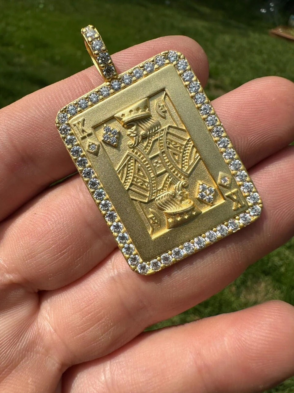 Moissanite Lucky King Of Diamonds 925 Silver/Gold Plated Iced Poker Card Pendant 14 Moissanite Lucky King Of Diamonds 925 Silver/Gold Plated Iced Poker Card Pendant - Image 12