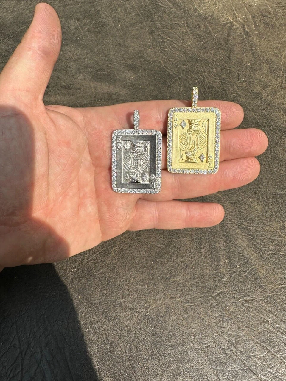 Moissanite Lucky King Of Diamonds 925 Silver/Gold Plated Iced Poker Card Pendant 10 Moissanite Lucky King Of Diamonds 925 Silver/Gold Plated Iced Poker Card Pendant - Image 8