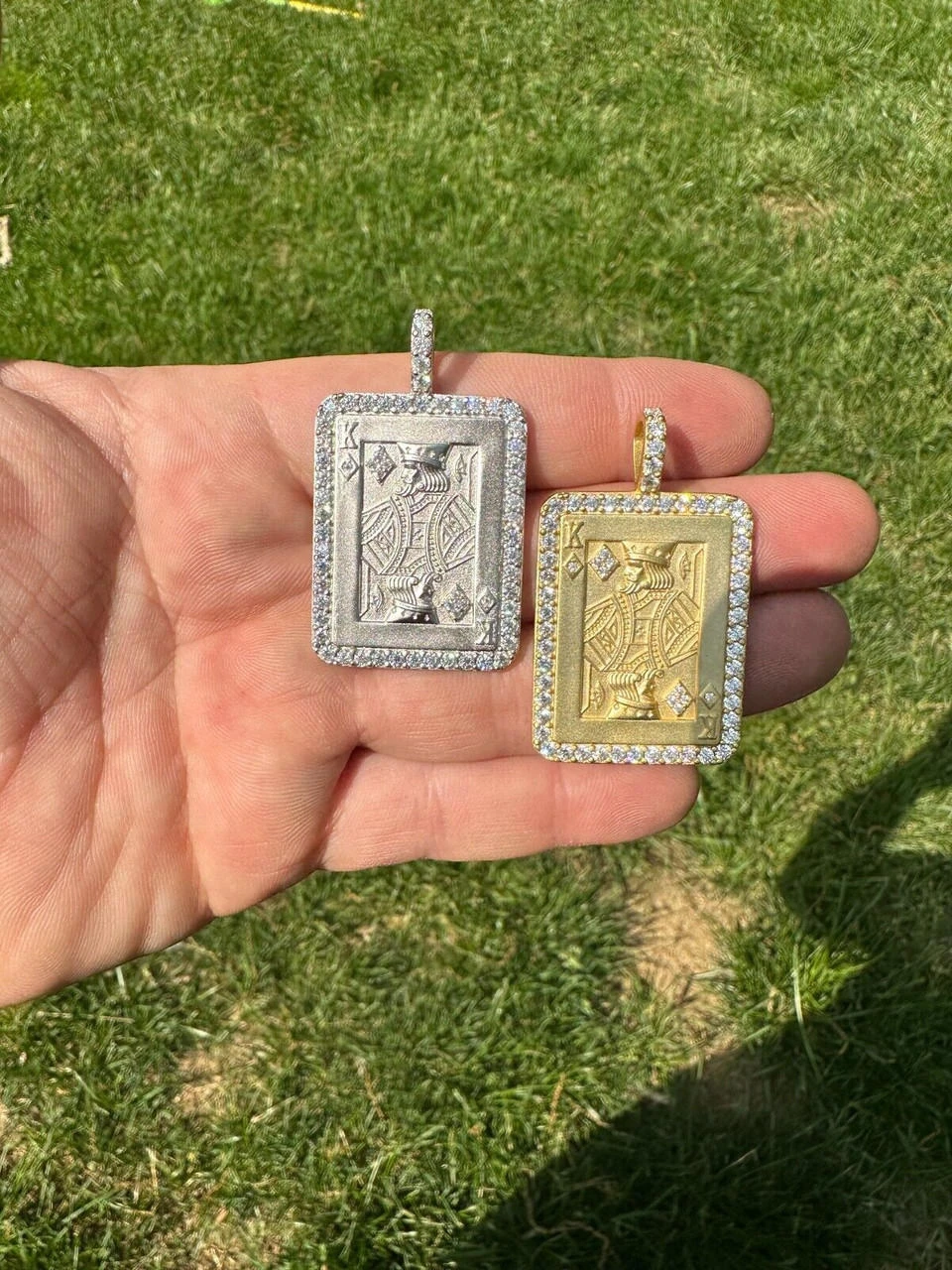 Moissanite Lucky King Of Diamonds 925 Silver/Gold Plated Iced Poker Card Pendant 16 Moissanite Lucky King Of Diamonds 925 Silver/Gold Plated Iced Poker Card Pendant - Image 14