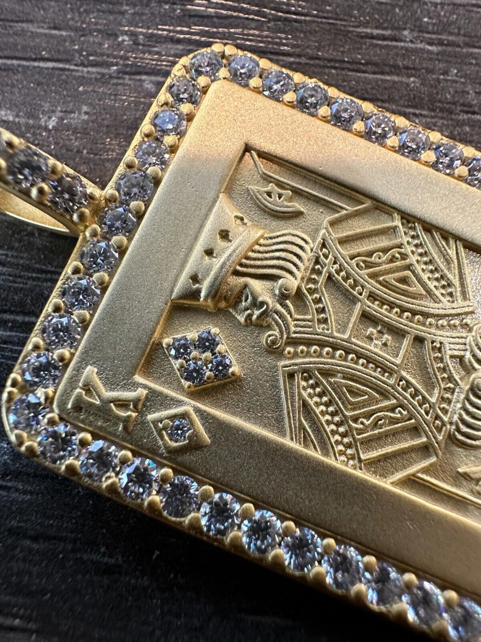 Moissanite Lucky King Of Diamonds 925 Silver/Gold Plated Iced Poker Card Pendant 7 Moissanite Lucky King Of Diamonds 925 Silver/Gold Plated Iced Poker Card Pendant - Image 5