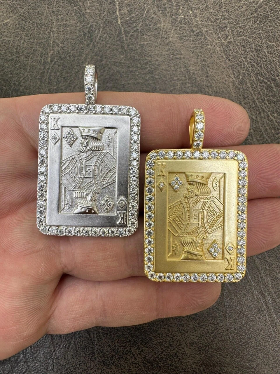 Moissanite Lucky King Of Diamonds 925 Silver/Gold Plated Iced Poker Card Pendant 15 Moissanite Lucky King Of Diamonds 925 Silver/Gold Plated Iced Poker Card Pendant - Image 13