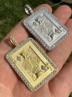Moissanite Lucky King Of Diamonds 925 Silver/Gold Plated Iced Poker Card Pendant 24 Moissanite Lucky King Of Diamonds 925 Silver/Gold Plated Iced Poker Card Pendant -Harlem Bling Shop harlembling moissanite lucky king of diamonds 925 silvergold plated iced poker card pendant 96585.1683925089