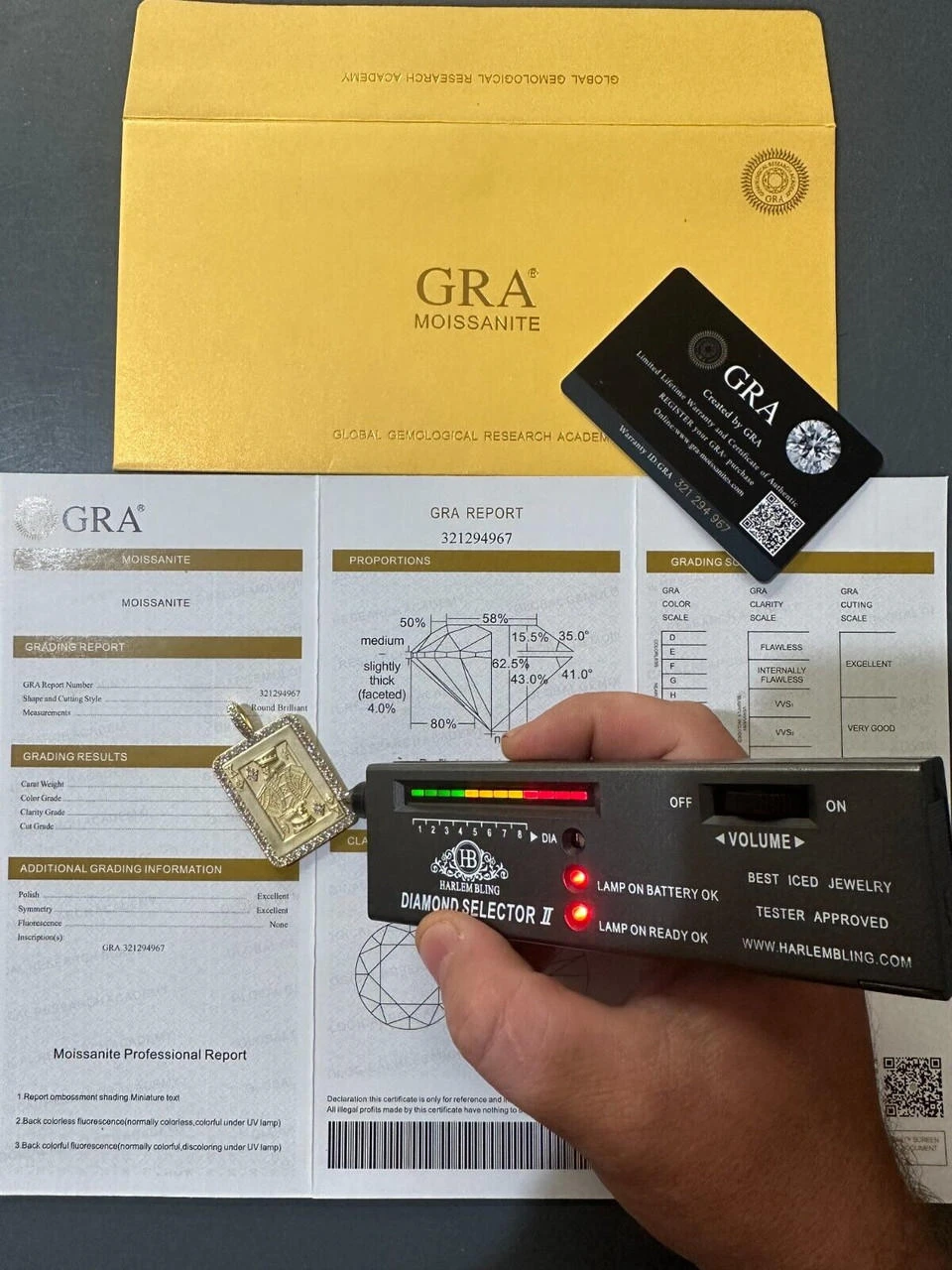 Moissanite Lucky King Of Diamonds 925 Silver/Gold Plated Iced Poker Card Pendant 12 Moissanite Lucky King Of Diamonds 925 Silver/Gold Plated Iced Poker Card Pendant - Image 10