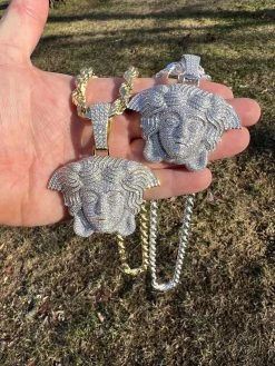 Moissanite Medusa Head Pendant - 925 Silver/14k Gold Vermeil Large 3" Iced Out Hip Hop Pendant Pass Diamond Tester 28 Moissanite Medusa Head Pendant - 925 Silver/14k Gold Vermeil Large 3" Iced Out Hip Hop Pendant Pass Diamond Tester -Harlem Bling Shop harlembling moissanite medusa head pendant 925 silver14k gold vermeil large 3 iced out hip hop pendant pass diamond tester 02868.1674062949