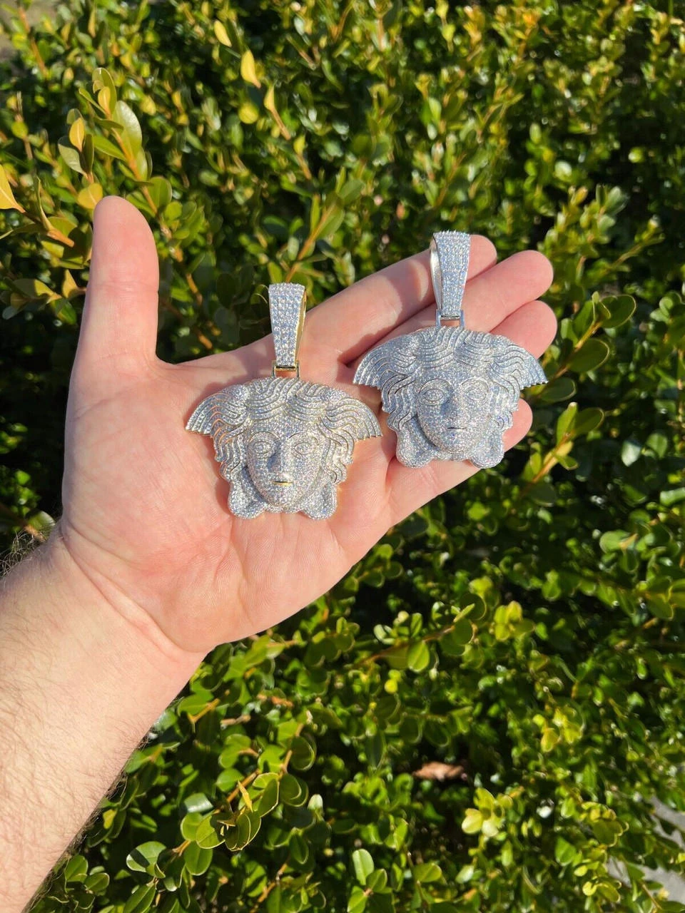 Moissanite Medusa Head Pendant - 925 Silver/14k Gold Vermeil Large 3" Iced Out Hip Hop Pendant Pass Diamond Tester 5 Moissanite Medusa Head Pendant - 925 Silver/14k Gold Vermeil Large 3" Iced Out Hip Hop Pendant Pass Diamond Tester - Image 3