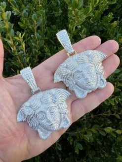 Moissanite Medusa Head Pendant - 925 Silver/14k Gold Vermeil Large 3" Iced Out Hip Hop Pendant Pass Diamond Tester 23 Moissanite Medusa Head Pendant - 925 Silver/14k Gold Vermeil Large 3" Iced Out Hip Hop Pendant Pass Diamond Tester -Harlem Bling Shop harlembling moissanite medusa head pendant 925 silver14k gold vermeil large 3 iced out hip hop pendant pass diamond tester 41289.1674062934