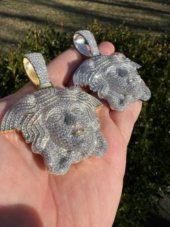 Moissanite Medusa Head Pendant - 925 Silver/14k Gold Vermeil Large 3" Iced Out Hip Hop Pendant Pass Diamond Tester 24 Moissanite Medusa Head Pendant - 925 Silver/14k Gold Vermeil Large 3" Iced Out Hip Hop Pendant Pass Diamond Tester -Harlem Bling Shop harlembling moissanite medusa head pendant 925 silver14k gold vermeil large 3 iced out hip hop pendant pass diamond tester 48662.1674062965