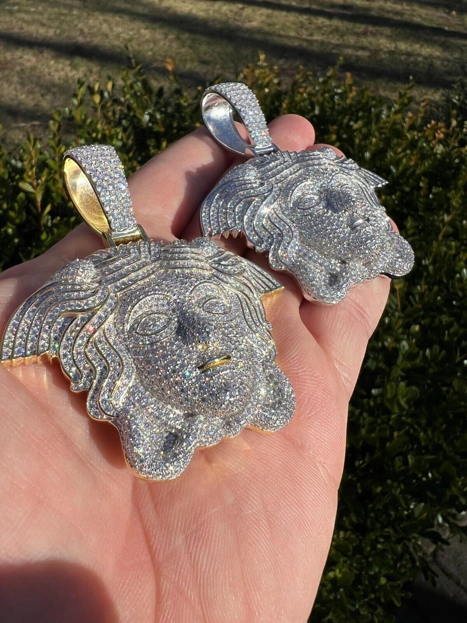 Moissanite Medusa Head Pendant - 925 Silver/14k Gold Vermeil Large 3" Iced Out Hip Hop Pendant Pass Diamond Tester 11 Moissanite Medusa Head Pendant - 925 Silver/14k Gold Vermeil Large 3" Iced Out Hip Hop Pendant Pass Diamond Tester - Image 9