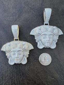 Moissanite Medusa Head Pendant - 925 Silver/14k Gold Vermeil Large 3" Iced Out Hip Hop Pendant Pass Diamond Tester 21 Moissanite Medusa Head Pendant - 925 Silver/14k Gold Vermeil Large 3" Iced Out Hip Hop Pendant Pass Diamond Tester -Harlem Bling Shop harlembling moissanite medusa head pendant 925 silver14k gold vermeil large 3 iced out hip hop pendant pass diamond tester 49088.1674062952