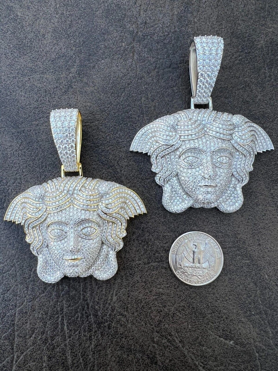 Moissanite Medusa Head Pendant - 925 Silver/14k Gold Vermeil Large 3" Iced Out Hip Hop Pendant Pass Diamond Tester 8 Moissanite Medusa Head Pendant - 925 Silver/14k Gold Vermeil Large 3" Iced Out Hip Hop Pendant Pass Diamond Tester - Image 6