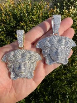 Moissanite Medusa Head Pendant - 925 Silver/14k Gold Vermeil Large 3" Iced Out Hip Hop Pendant Pass Diamond Tester 27 Moissanite Medusa Head Pendant - 925 Silver/14k Gold Vermeil Large 3" Iced Out Hip Hop Pendant Pass Diamond Tester -Harlem Bling Shop harlembling moissanite medusa head pendant 925 silver14k gold vermeil large 3 iced out hip hop pendant pass diamond tester 86051.1674062963