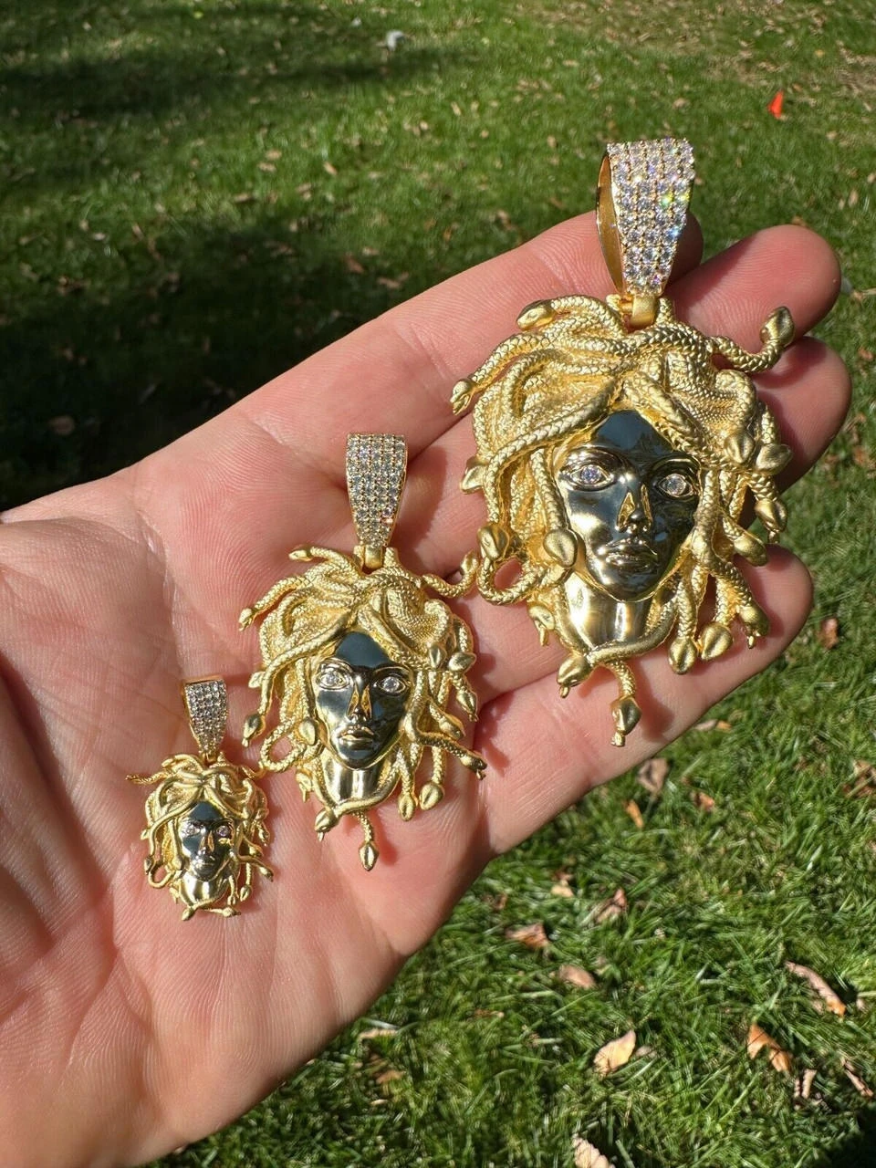 MOISSANITE Medusa Head Pendant - Iced Necklace Real 14k Gold Vermeil 925 Silver 17 MOISSANITE Medusa Head Pendant - Iced Necklace Real 14k Gold Vermeil 925 Silver - Image 15