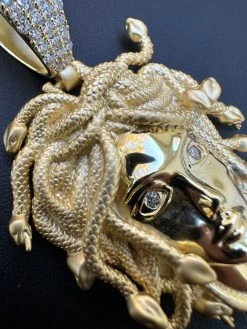 MOISSANITE Medusa Head Pendant - Iced Necklace Real 14k Gold Vermeil 925 Silver 25 MOISSANITE Medusa Head Pendant - Iced Necklace Real 14k Gold Vermeil 925 Silver -Harlem Bling Shop harlembling moissanite medusa head pendant iced necklace real 14k gold vermeil 925 silver 14745.1698377316