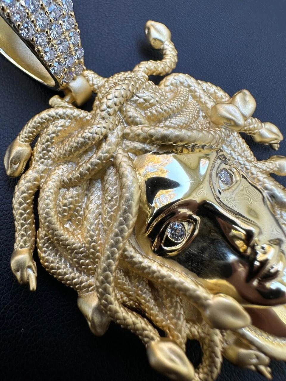 MOISSANITE Medusa Head Pendant - Iced Necklace Real 14k Gold Vermeil 925 Silver 6 MOISSANITE Medusa Head Pendant - Iced Necklace Real 14k Gold Vermeil 925 Silver - Image 4