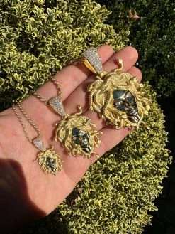 MOISSANITE Medusa Head Pendant - Iced Necklace Real 14k Gold Vermeil 925 Silver 40 MOISSANITE Medusa Head Pendant - Iced Necklace Real 14k Gold Vermeil 925 Silver -Harlem Bling Shop harlembling moissanite medusa head pendant iced necklace real 14k gold vermeil 925 silver 38300.1698377348