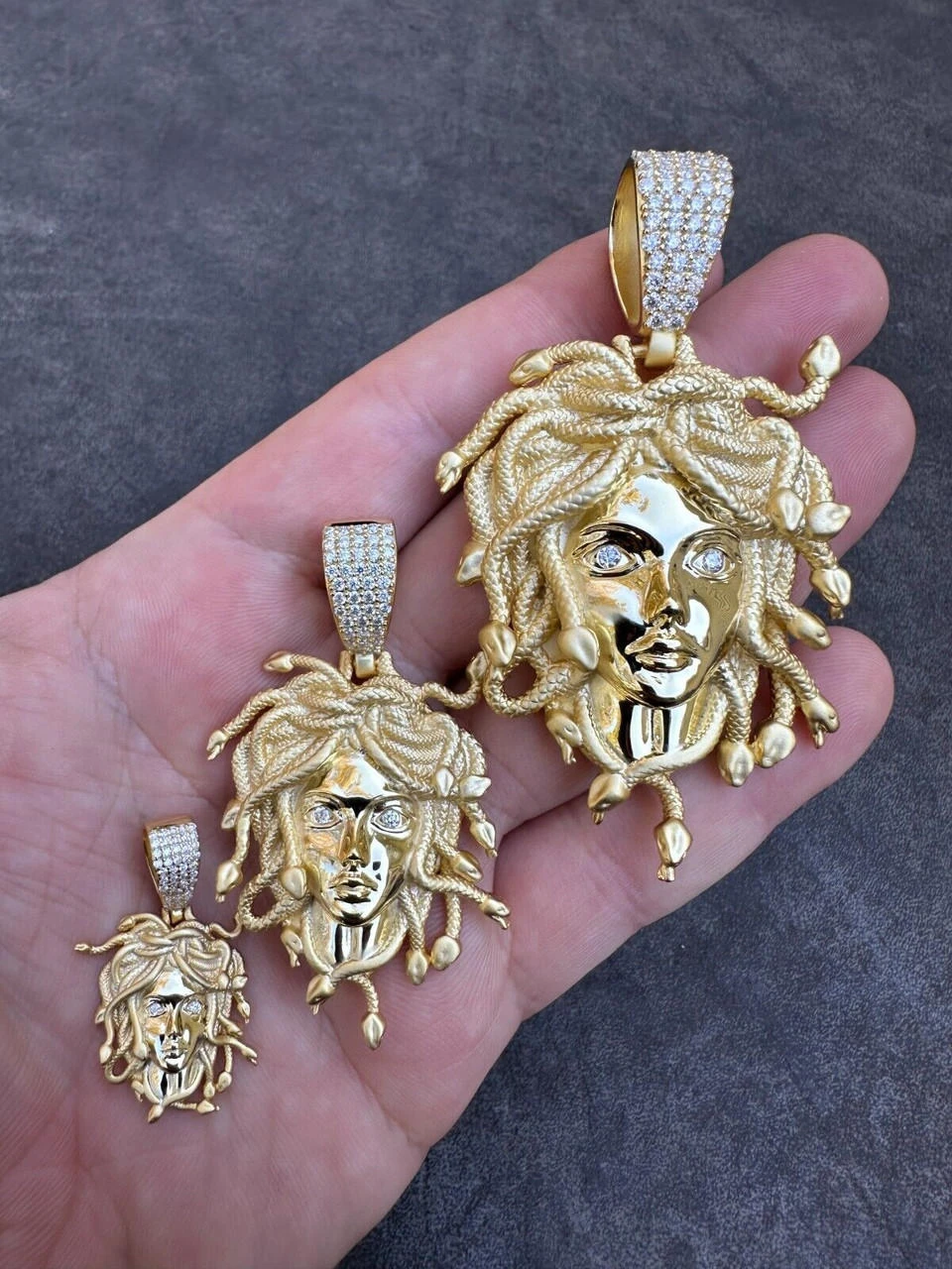 MOISSANITE Medusa Head Pendant - Iced Necklace Real 14k Gold Vermeil 925 Silver 4 MOISSANITE Medusa Head Pendant - Iced Necklace Real 14k Gold Vermeil 925 Silver - Image 2