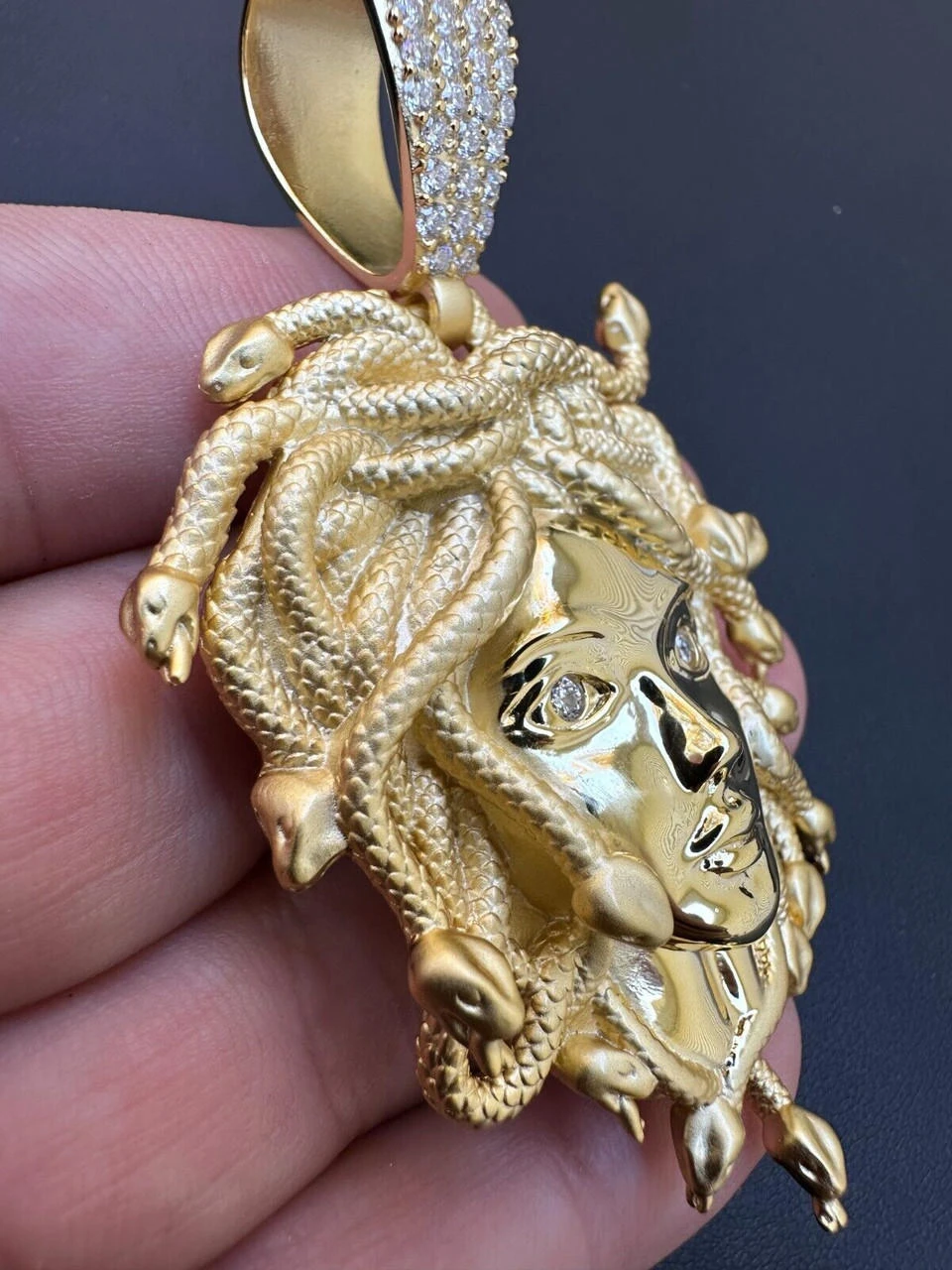 MOISSANITE Medusa Head Pendant - Iced Necklace Real 14k Gold Vermeil 925 Silver 19 MOISSANITE Medusa Head Pendant - Iced Necklace Real 14k Gold Vermeil 925 Silver - Image 17