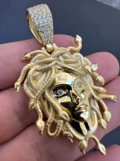 MOISSANITE Medusa Head Pendant - Iced Necklace Real 14k Gold Vermeil 925 Silver 33 MOISSANITE Medusa Head Pendant - Iced Necklace Real 14k Gold Vermeil 925 Silver -Harlem Bling Shop harlembling moissanite medusa head pendant iced necklace real 14k gold vermeil 925 silver 81081.1698377288