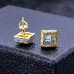 MOISSANITE Men 14k Gold Vermeil Earrings Square Baguette Studs Pass Diamond Test 20 MOISSANITE Men 14k Gold Vermeil Earrings Square Baguette Studs Pass Diamond Test -Harlem Bling Shop harlembling moissanite men 14k gold vermeil earrings square baguette studs pass diamond test 18246.1664361290