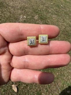 MOISSANITE Men 14k Gold Vermeil Earrings Square Baguette Studs Pass Diamond Test 16 MOISSANITE Men 14k Gold Vermeil Earrings Square Baguette Studs Pass Diamond Test -Harlem Bling Shop harlembling moissanite men 14k gold vermeil earrings square baguette studs pass diamond test 52803.1664363050