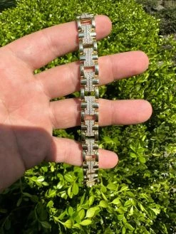 MOISSANITE Mens 12mm Iced Hermes Link Bracelet Real 14k Gold Over 925 Silver -Harlem Bling Shop harlembling moissanite mens 12mm iced hermes link bracelet real 14k gold over 925 silver 30257.1688685202