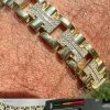 MOISSANITE Mens 12mm Iced Hermes Link Bracelet Real 14k Gold Over 925 Silver -Harlem Bling Shop harlembling moissanite mens 12mm iced hermes link bracelet real 14k gold over 925 silver 79420.1688685404