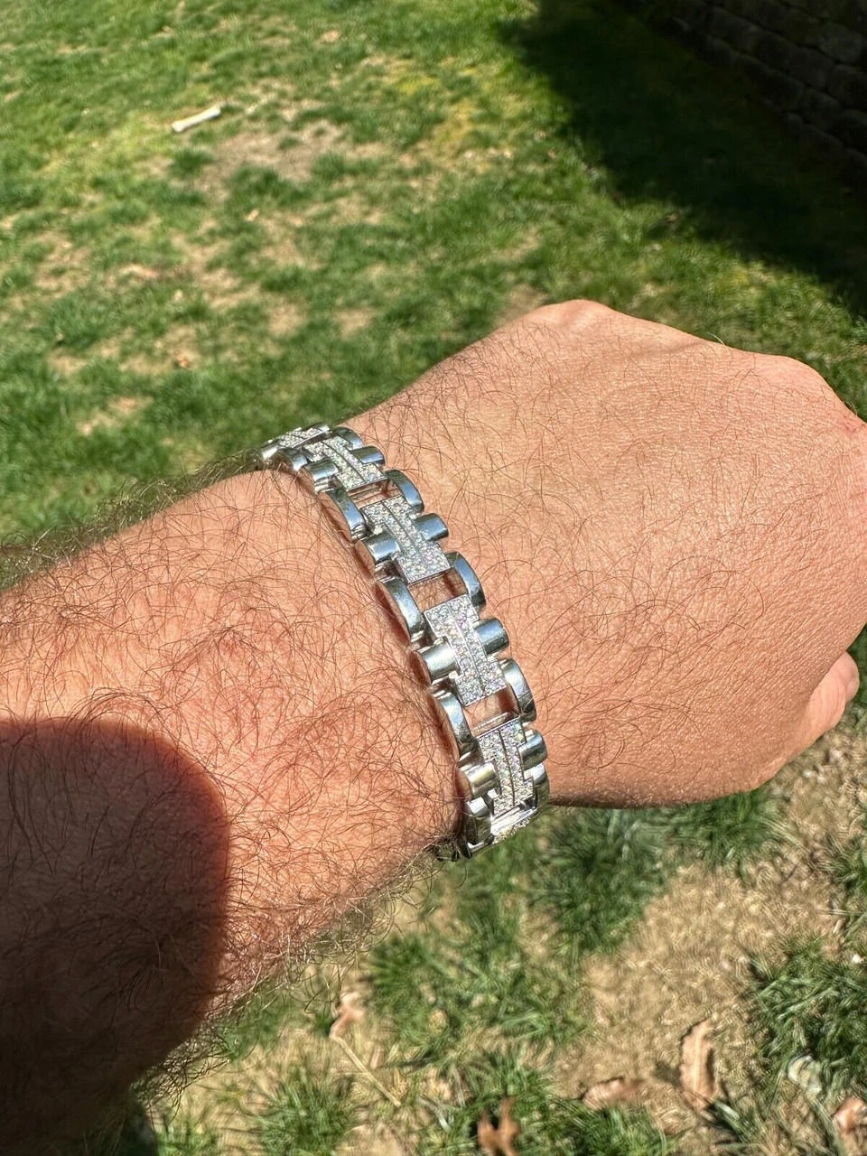 MOISSANITE Mens 12mm Iced Hermes Link Bracelet Real 925 Sterling Silver Hip Hop 20 MOISSANITE Mens 12mm Iced Hermes Link Bracelet Real 925 Sterling Silver Hip Hop - Image 18