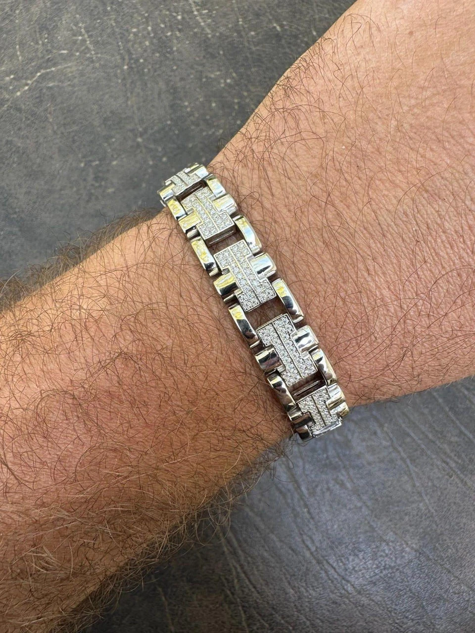 MOISSANITE Mens 12mm Iced Hermes Link Bracelet Real 925 Sterling Silver Hip Hop 15 MOISSANITE Mens 12mm Iced Hermes Link Bracelet Real 925 Sterling Silver Hip Hop - Image 13