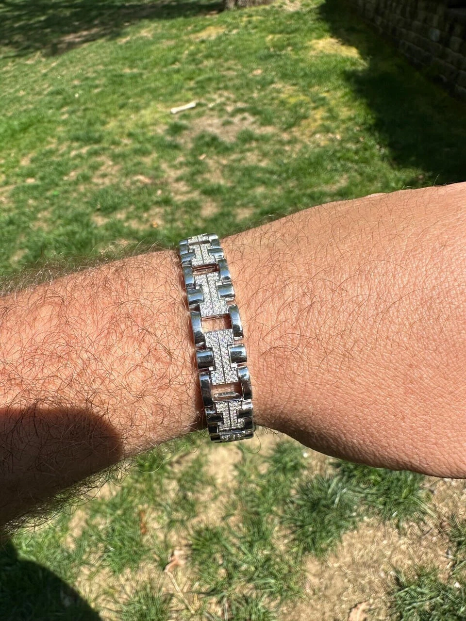 MOISSANITE Mens 12mm Iced Hermes Link Bracelet Real 925 Sterling Silver Hip Hop 19 MOISSANITE Mens 12mm Iced Hermes Link Bracelet Real 925 Sterling Silver Hip Hop - Image 17