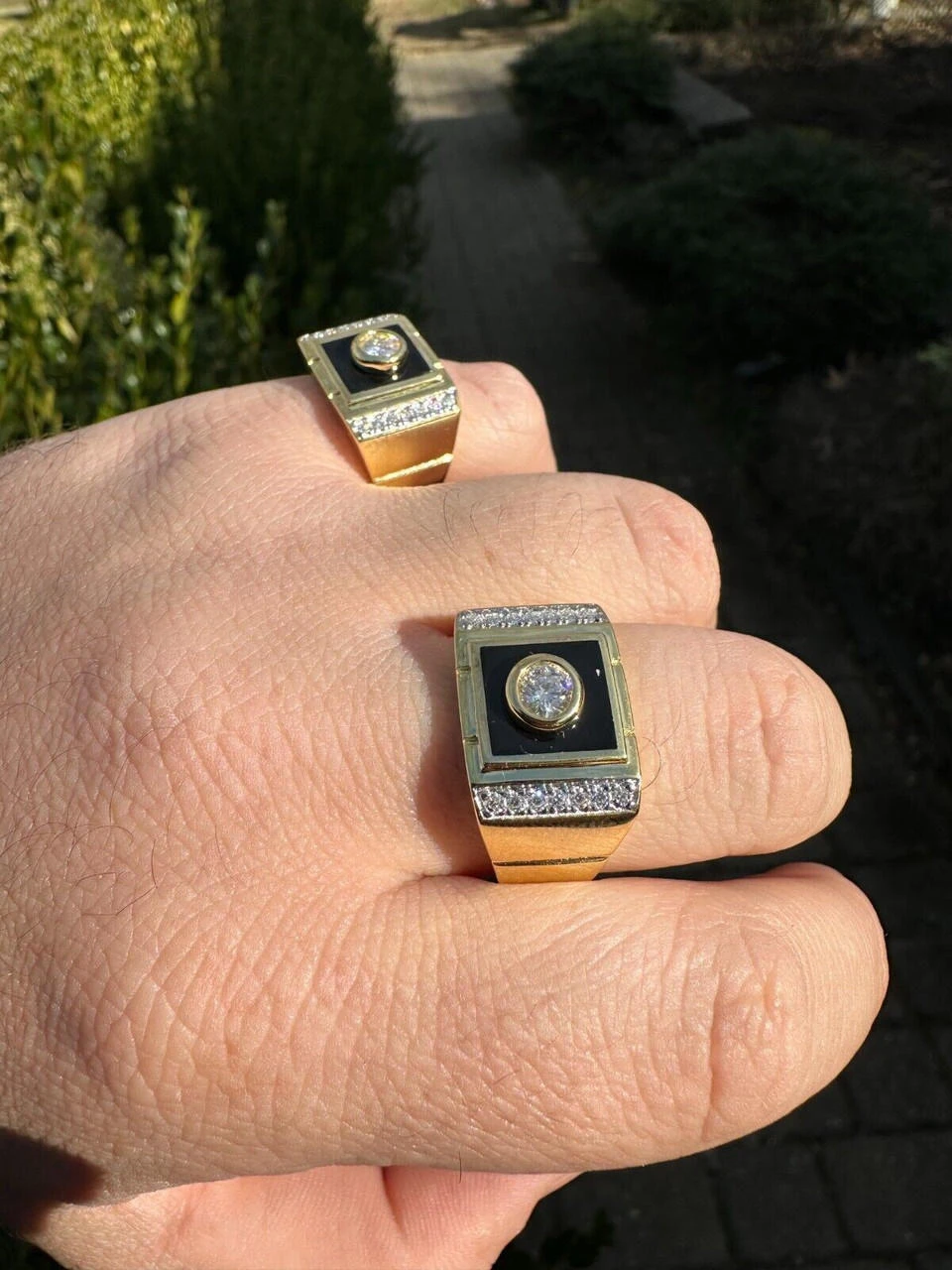 Moissanite Men's 14k Gold Plated 925 Silver Iced Black Onyx Ring Diamond Test ✅ 16 Moissanite Men's 14k Gold Plated 925 Silver Iced Black Onyx Ring Diamond Test ✅ - Image 14