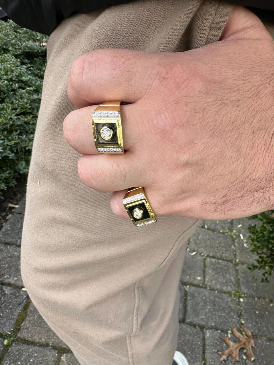 Moissanite Men's 14k Gold Plated 925 Silver Iced Black Onyx Ring Diamond Test ✅ 14 Moissanite Men's 14k Gold Plated 925 Silver Iced Black Onyx Ring Diamond Test ✅ - Image 12