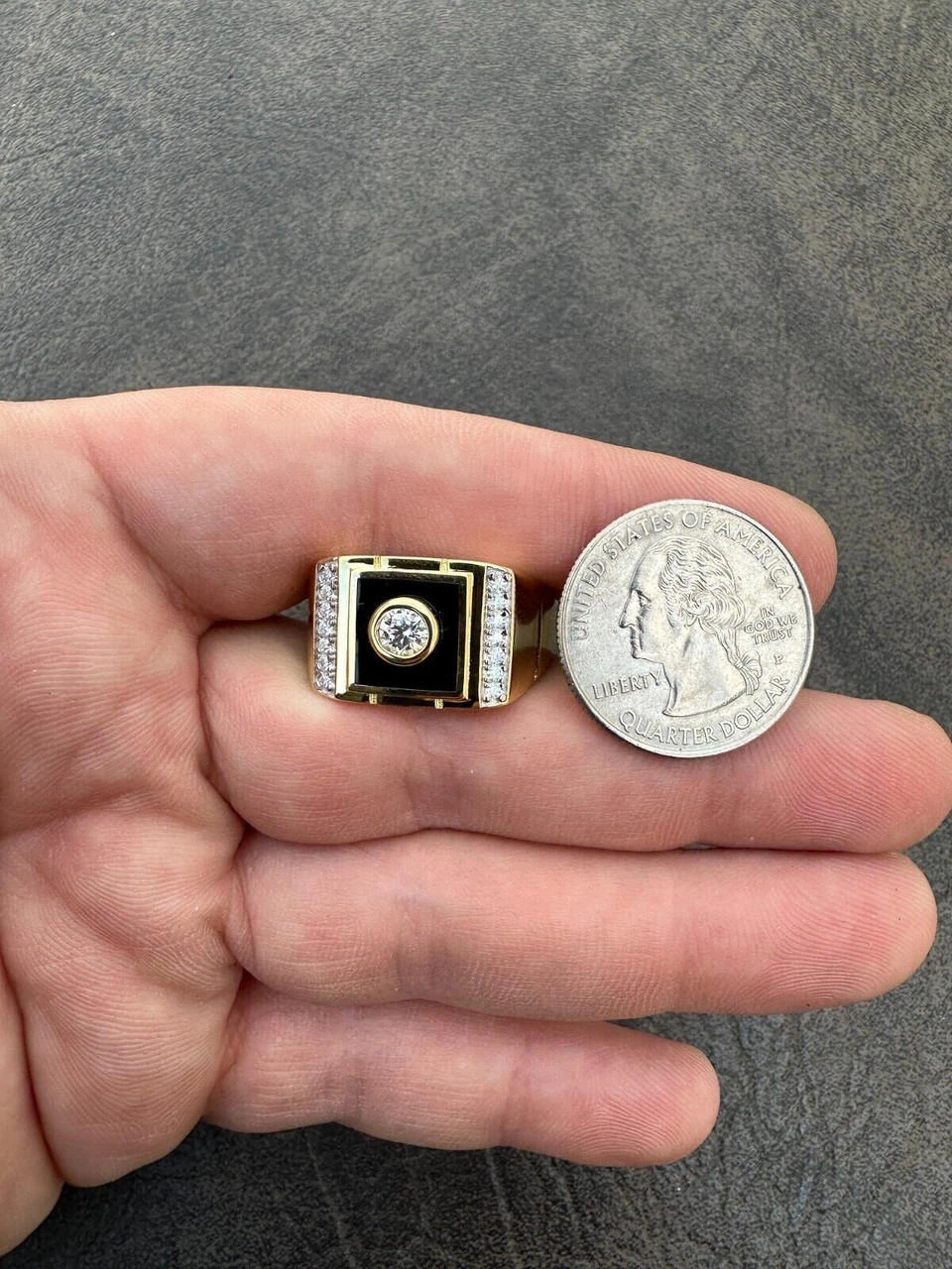 Moissanite Men's 14k Gold Plated 925 Silver Iced Black Onyx Ring Diamond Test ✅ 13 Moissanite Men's 14k Gold Plated 925 Silver Iced Black Onyx Ring Diamond Test ✅ - Image 11