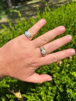 MOISSANITE Mens 14k Gold Plated Real 925 Silver Iced Bling Two Tone Ring Hip Hop -Harlem Bling Shop harlembling moissanite mens 14k gold plated real 925 silver iced bling two tone ring hip hop 04541.1664302805