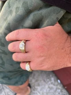 MOISSANITE Mens 14k Gold Plated Real 925 Silver Iced Bling Two Tone Ring Hip Hop -Harlem Bling Shop harlembling moissanite mens 14k gold plated real 925 silver iced bling two tone ring hip hop 78026.1664300713