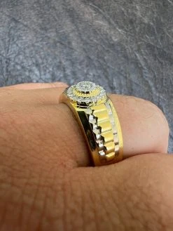 MOISSANITE Mens 14k Gold Plated Real 925 Silver Iced Bling Two Tone Ring Hip Hop -Harlem Bling Shop harlembling moissanite mens 14k gold plated real 925 silver iced bling two tone ring hip hop 99786.1664302549