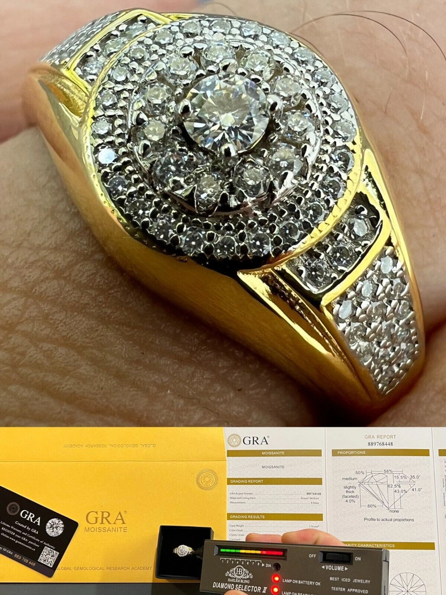 MOISSANITE Mens 14k Gold Plated Real 925 Silver Iced Pinky Ring Hip Hop Jewelry 3 MOISSANITE Mens 14k Gold Plated Real 925 Silver Iced Pinky Ring Hip Hop Jewelry