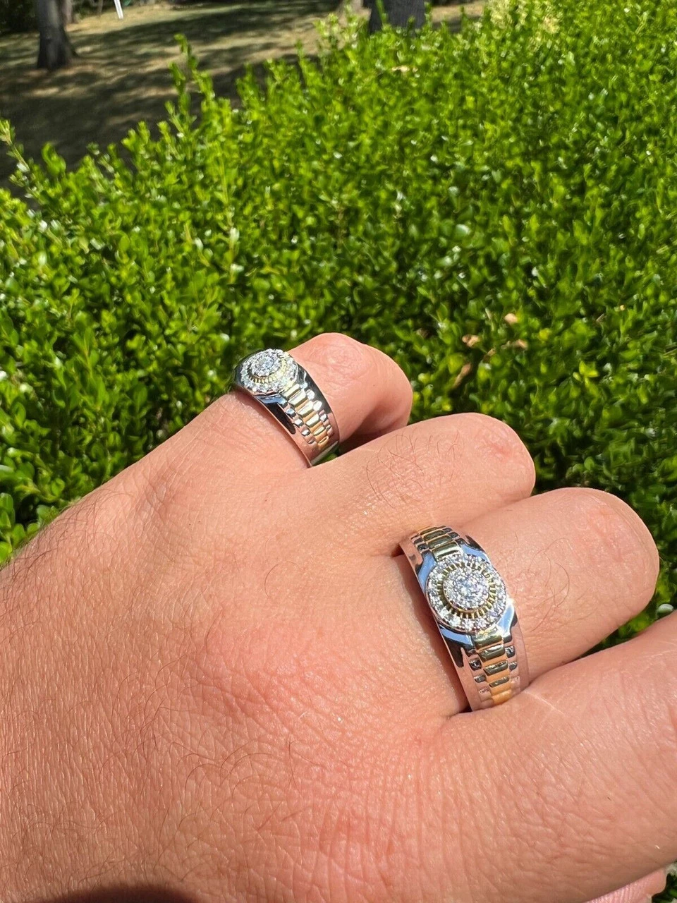 MOISSANITE Mens 14k Gold Plated Real 925 Silver Iced Presidential Ring Hip Hop 4 MOISSANITE Mens 14k Gold Plated Real 925 Silver Iced Presidential Ring Hip Hop - Image 2